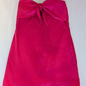 Pink Strapless Dress with Bow